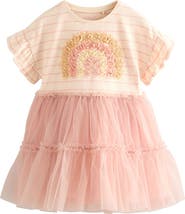NEXT Kids' Stripe Mesh Rainbow Dress