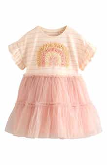 Kids' Stripe Mesh Rainbow Dress