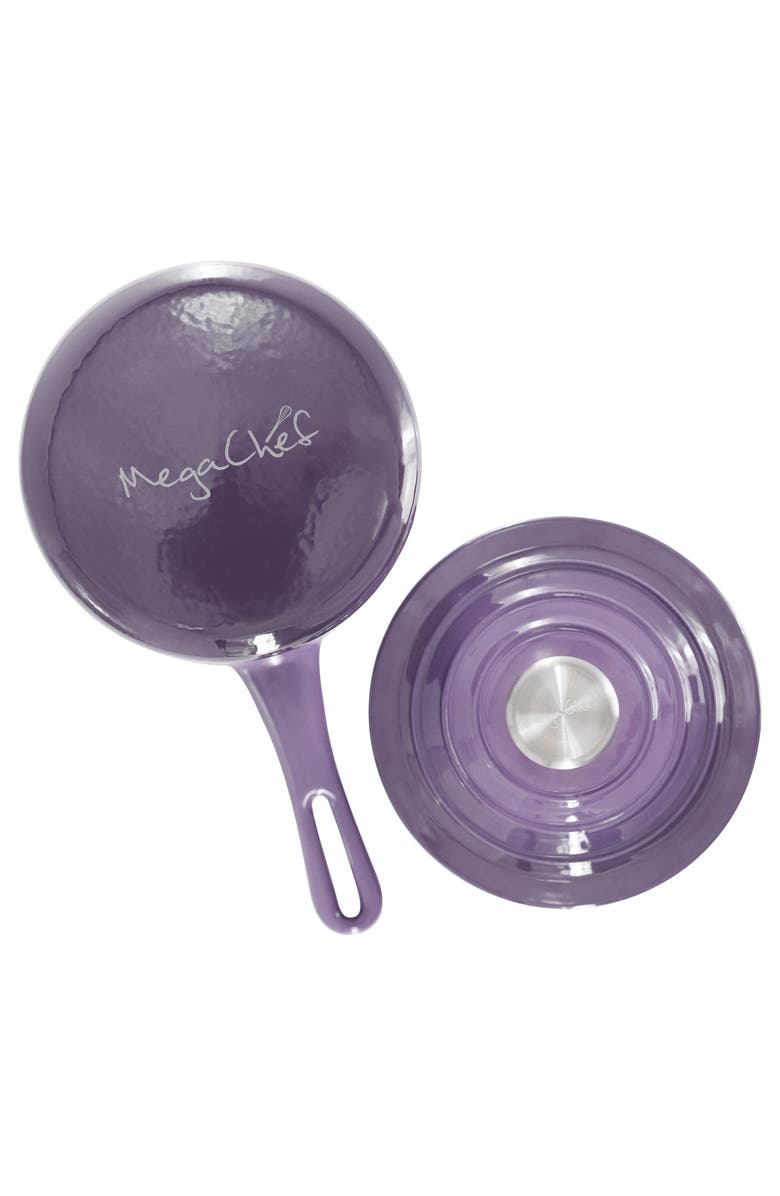 Megachef 2 Quart Enameled Cast Iron Sauce Pan, Alternate, color, Purple