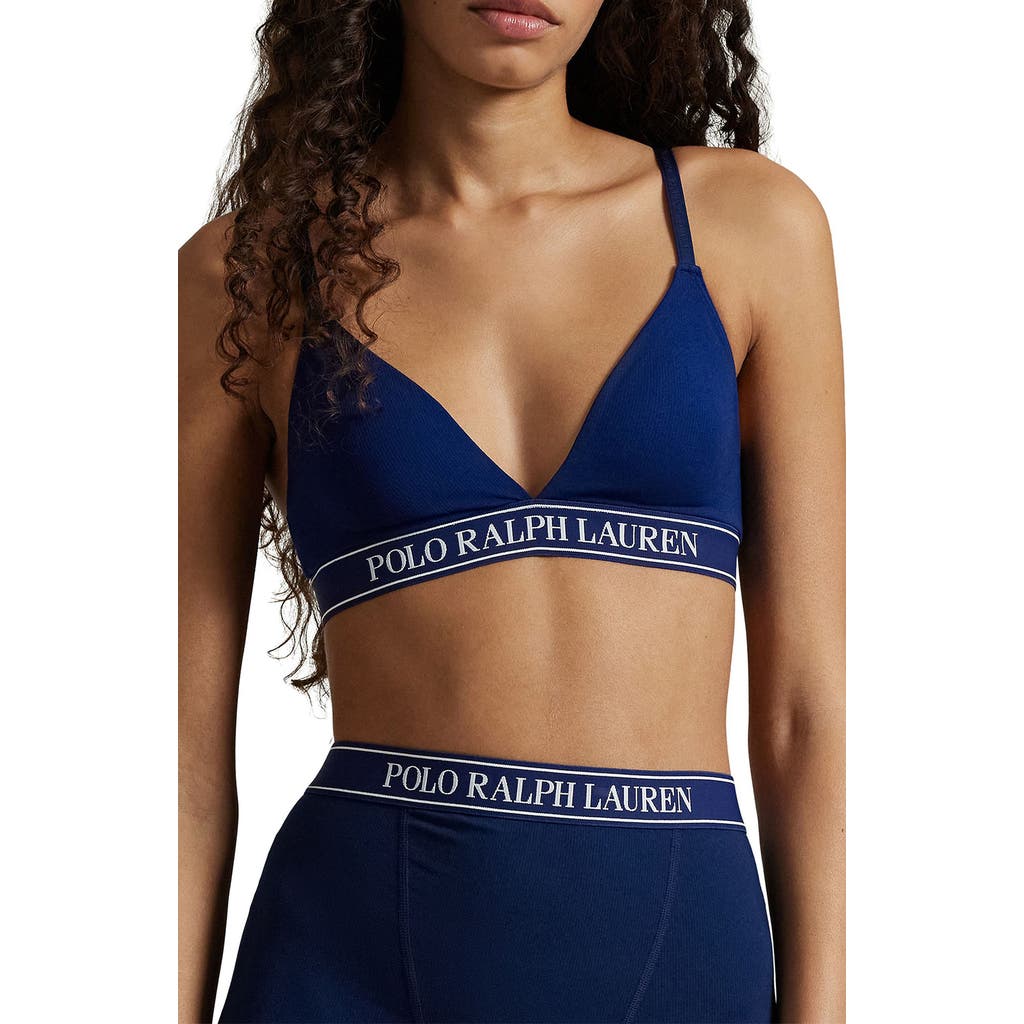 Polo Ralph Lauren Logo Band Triangle Bralette In Blue