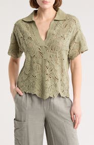 Democracy Short Sleeve Open Stitch Polo