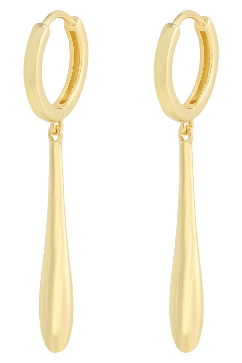 14k Gold Plated Elongated Teardrop Huggie Hoop Earrings, Alternate, color, GOLD