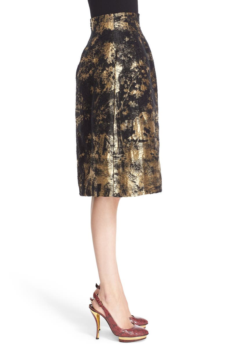 Oscar de la Renta Peacock Jacquard Skirt, Alternate, color, 