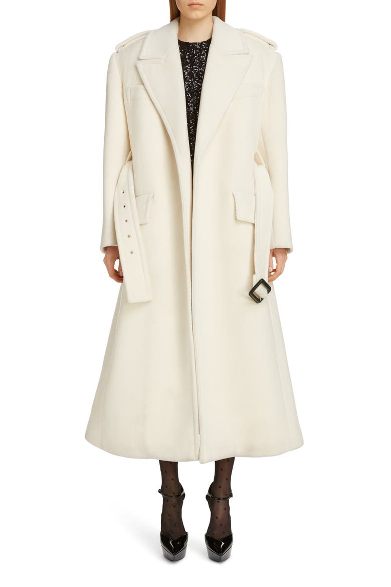 Belted Wool Trench Coat, Alternate, color, SHELL