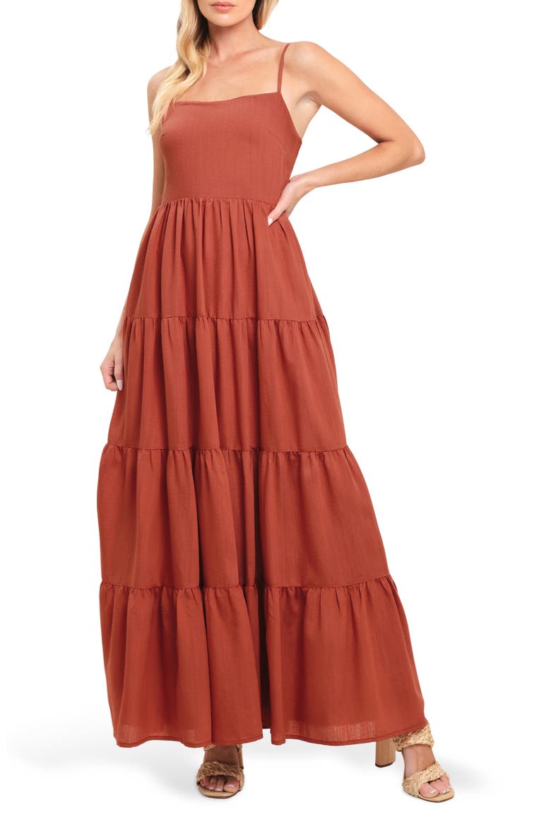 Tiered Maxi Dress, Main, color, BRONZE