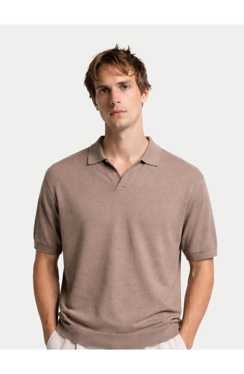 GOBI Mongolian Cashmere Silk Cashmere Polo Shirt, Alternate, color, Nomad