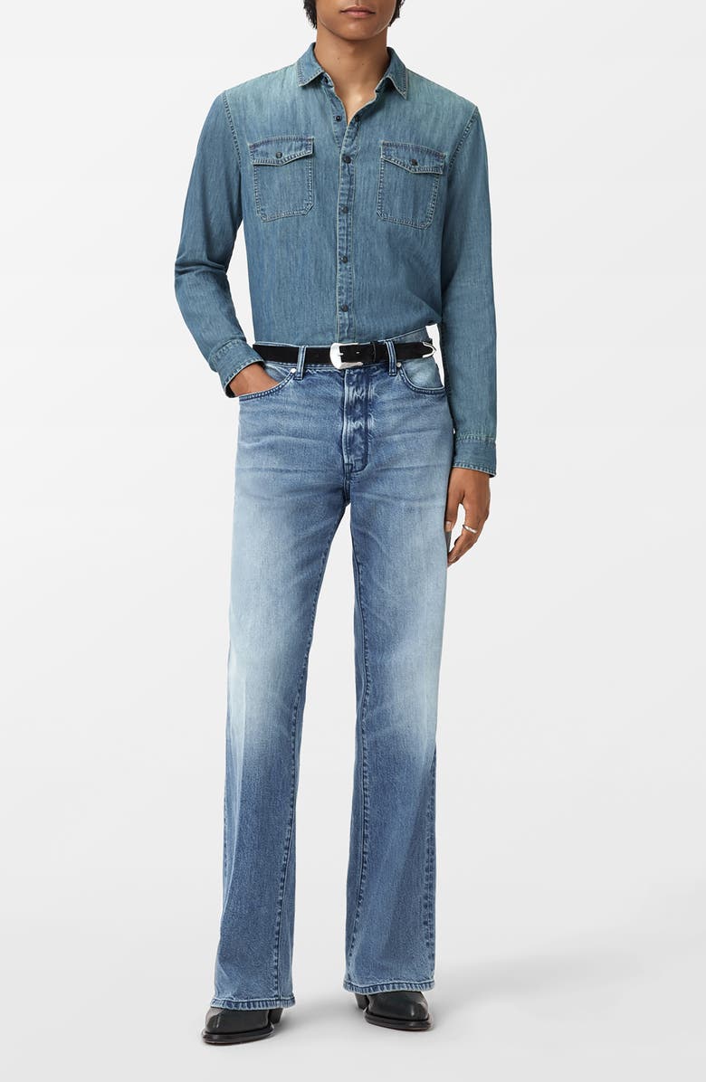 John Varvatos Otto Denim Snap-Up Western Shirt, Alternate, color, Aged Blue