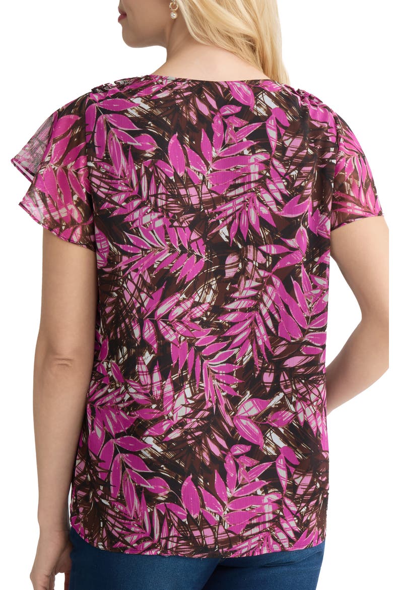 Print Flutter Sleeve Top, Alternate, color, BRIGHT ORCHID MULTI
