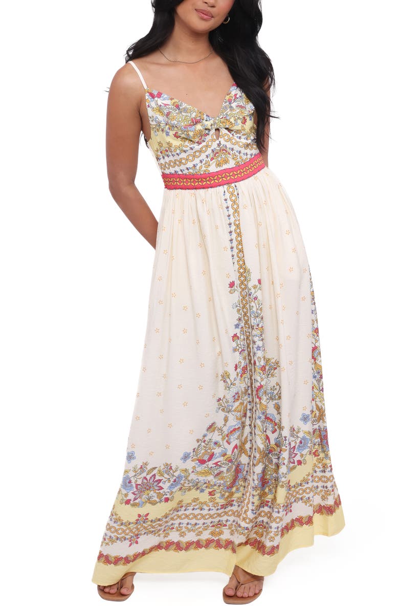 Petal & Pup Caelia Print Sleeveless Maxi Dress, Main, color, Yellow Multi