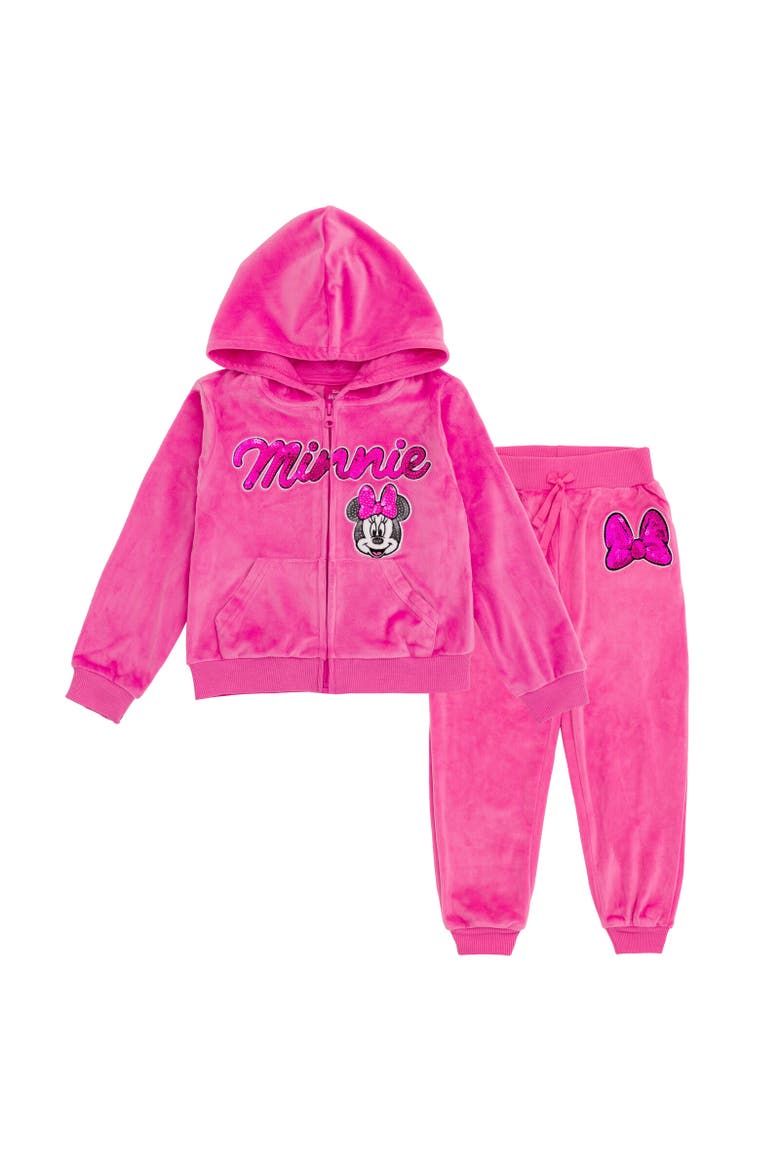 Velour Hoodie & Pants Set, Main, color, Minnie Mouse Pink