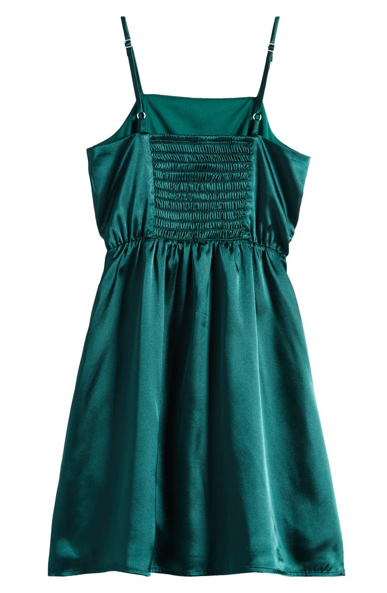 Ava & Yelly Kids' Ruffle Satin Dress, Alternate, color, Hunter