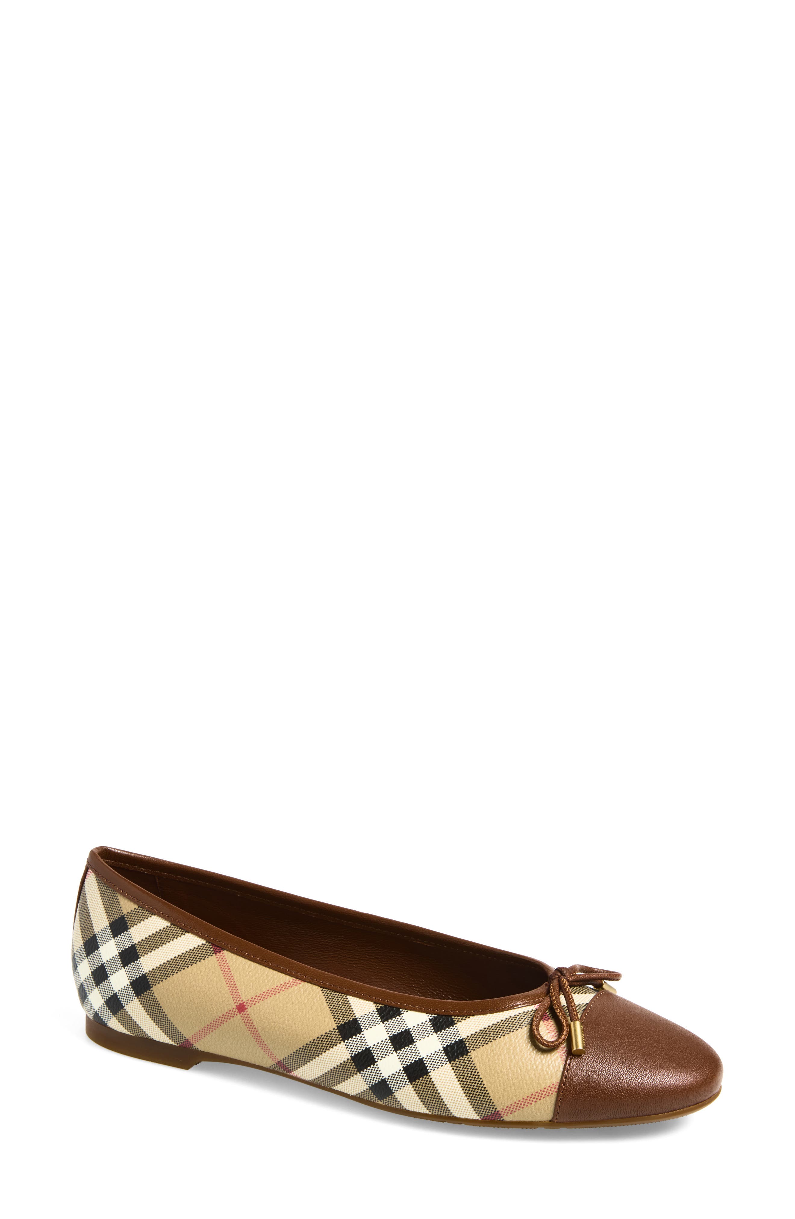 Highgate Ballerina Check Flat, Main, color, ARCHIVE BEIGE IP BLACK