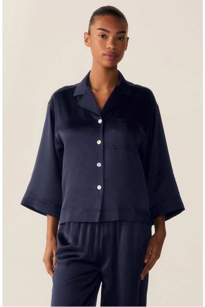 Olivia Silk Pajamas, Alternate, color, NAVY