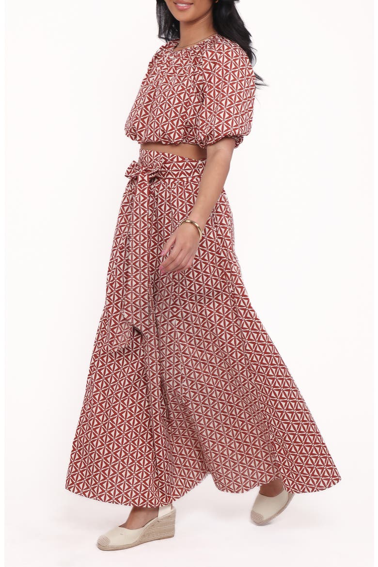 Delilah Cotton Geo Print Crop Top & Skirt Set, Alternate, color, GEO PRINT