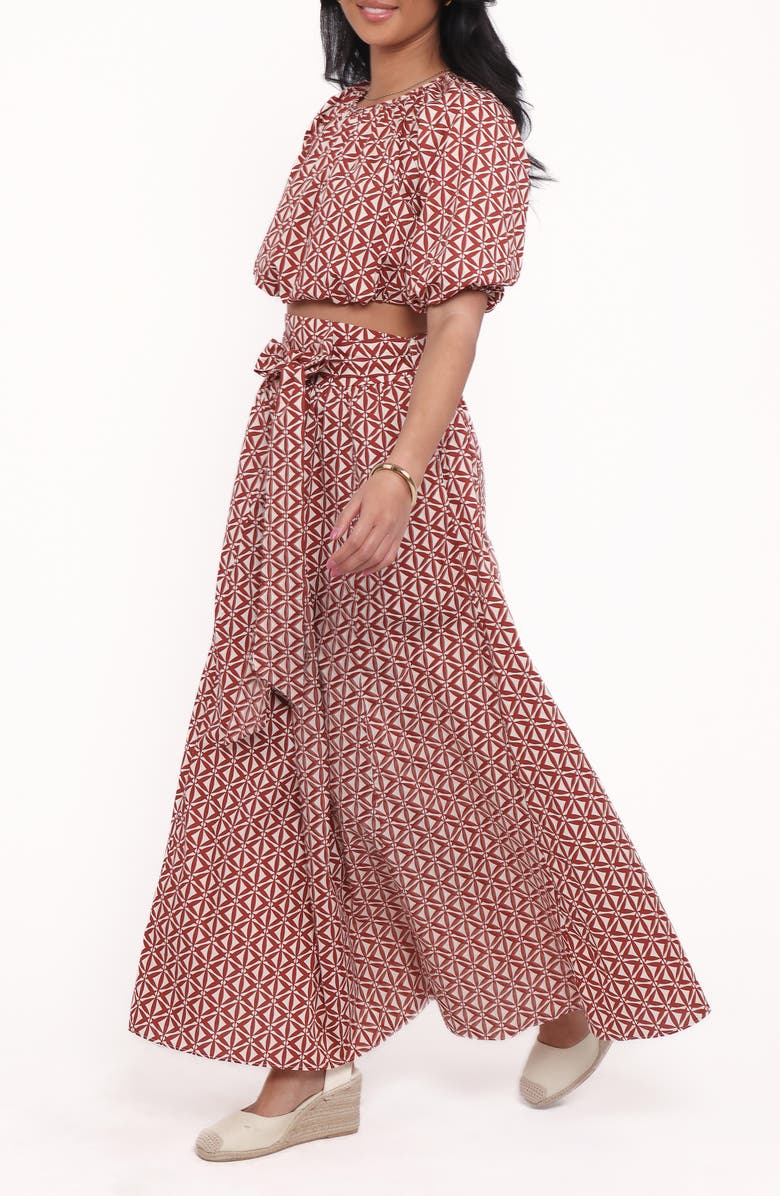 Petal & Pup Delilah Cotton Geo Print Crop Top & Skirt Set, Alternate, color, Geo Print