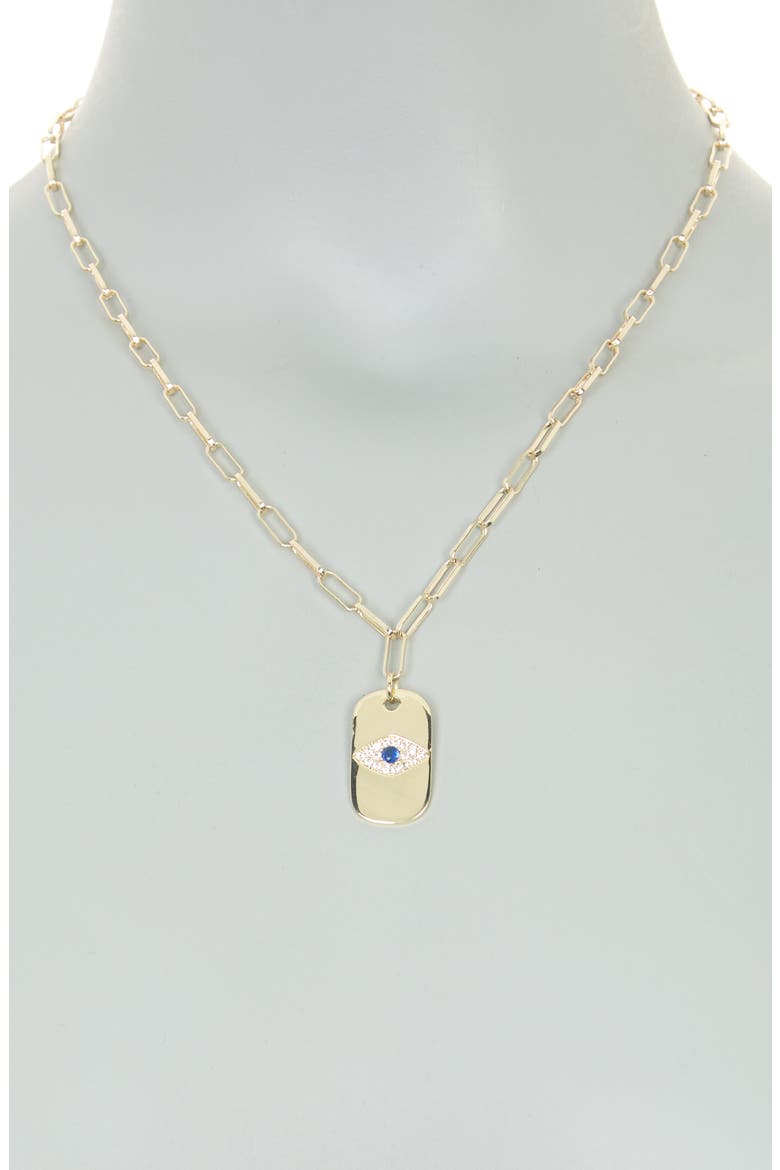 CZ Evil Eye Pendant Necklace, Alternate, color, 18KT YELLOW PLATED BRASS