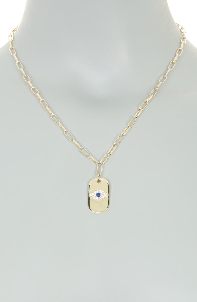 Juvell CZ Evil Eye Pendant Necklace, Alternate, color, 18Kt Yellow Plated Brass