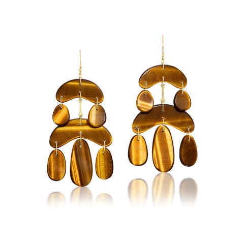 Tiny Tiger's Eye Chandelier Earrings
