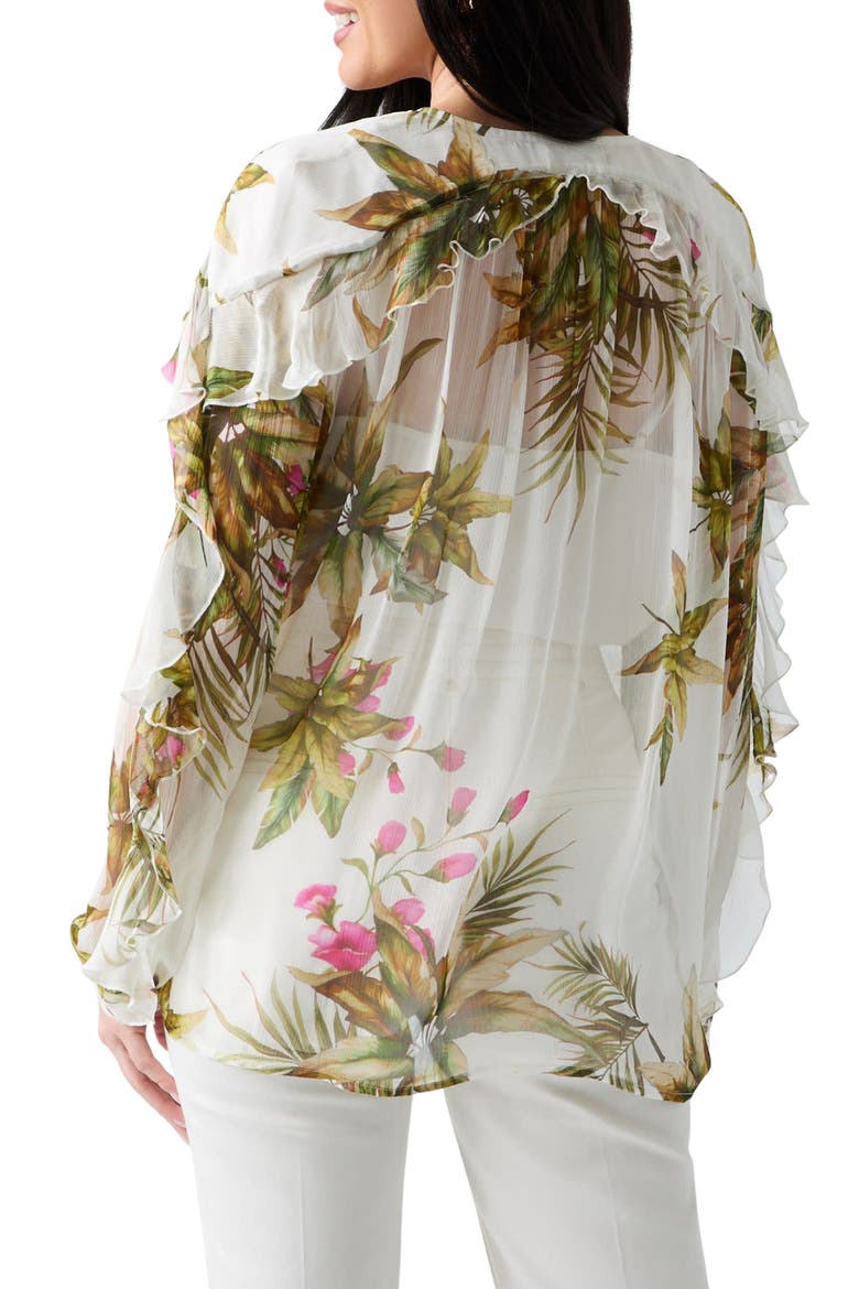 Hassana Ruffle Floral Print Top, Alternate, color, WHITE MULTI