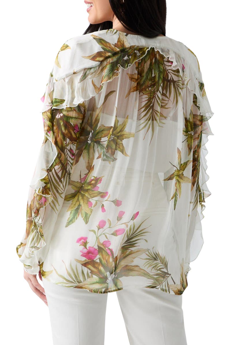 Marciano Hassana Ruffle Floral Print Top, Alternate, color, White Multi