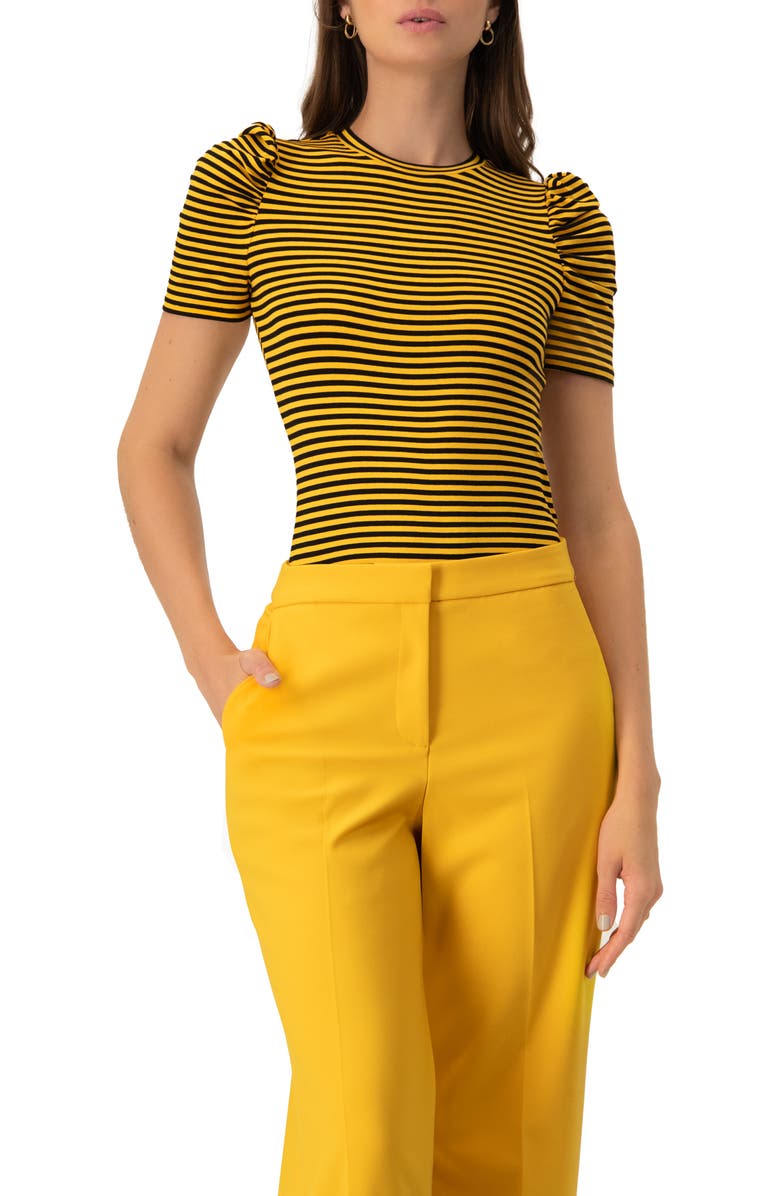IVONNE Striped Straight Blouse, Main, color, Yellow
