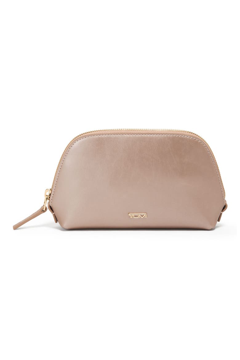 Belden Leather Cosmetic Pouch, Main, color, METALLIC PINK