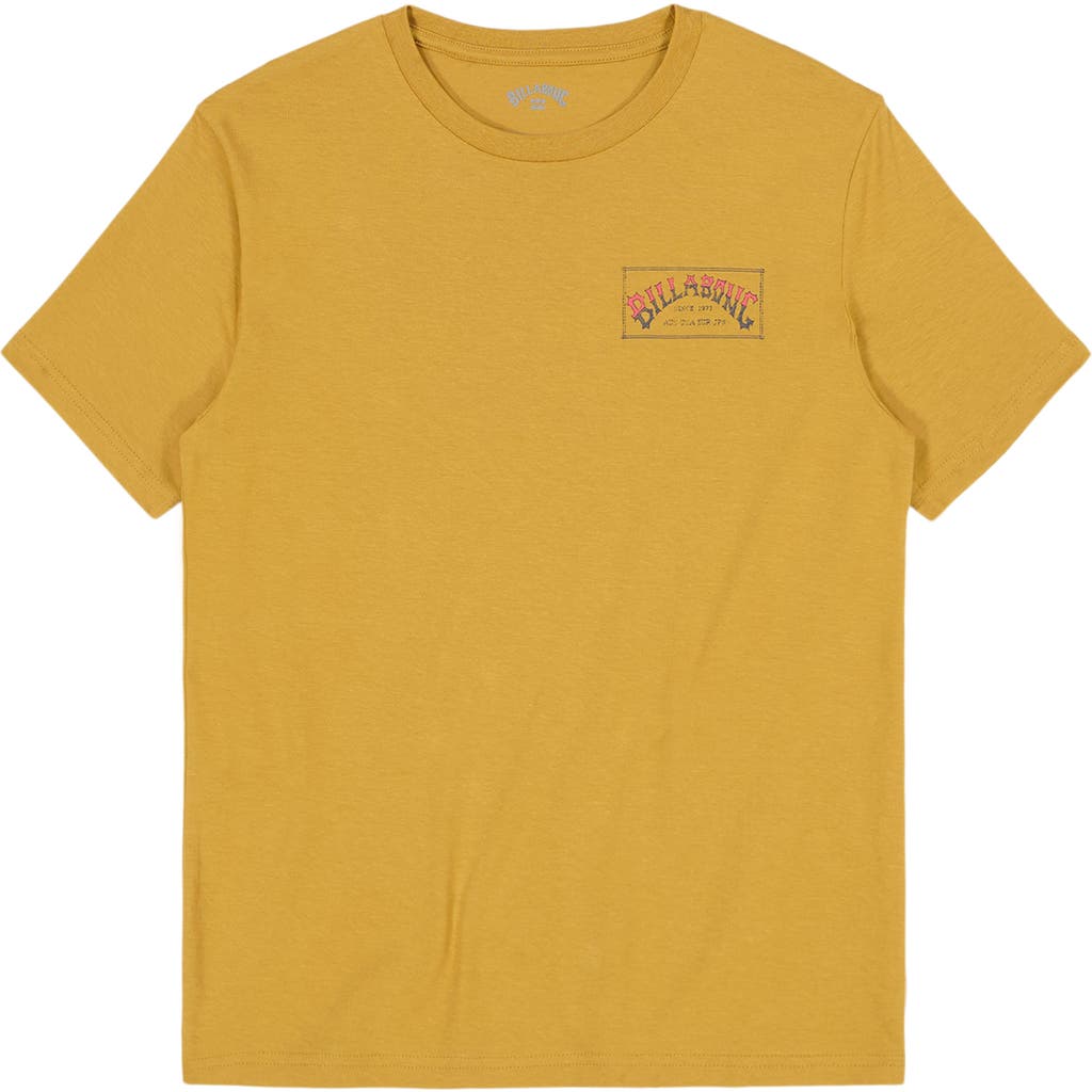 Billabong Kids' Original Arch Cotton Graphic T-shirt In Vintage Gold