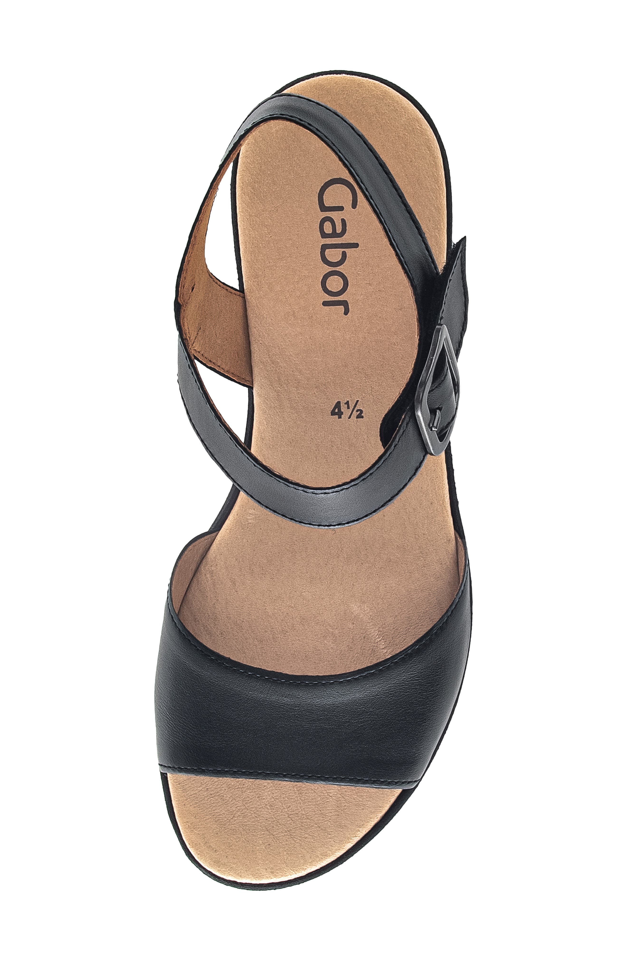 Gabor Ankle Strap Wedge Sandal, Alternate, color, Black