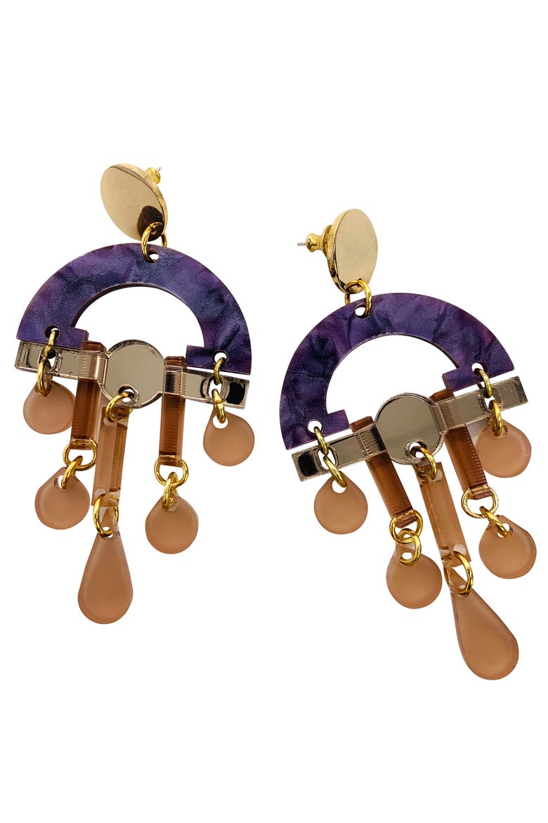 Fan Chandeliers - Amethyst Pearl & Champagne, Alternate, color, Amethyst Pearl & Champagne