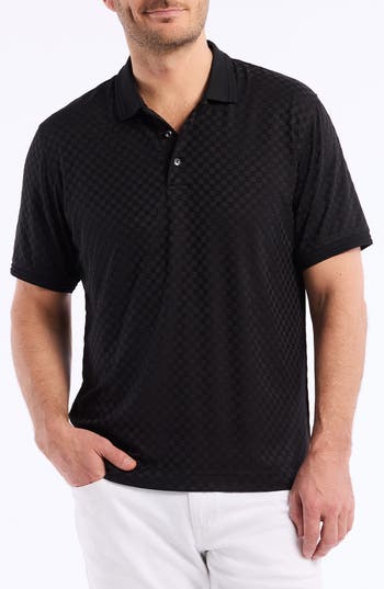 Shop Robert Graham Aaron Checkered Knit Polo In Black