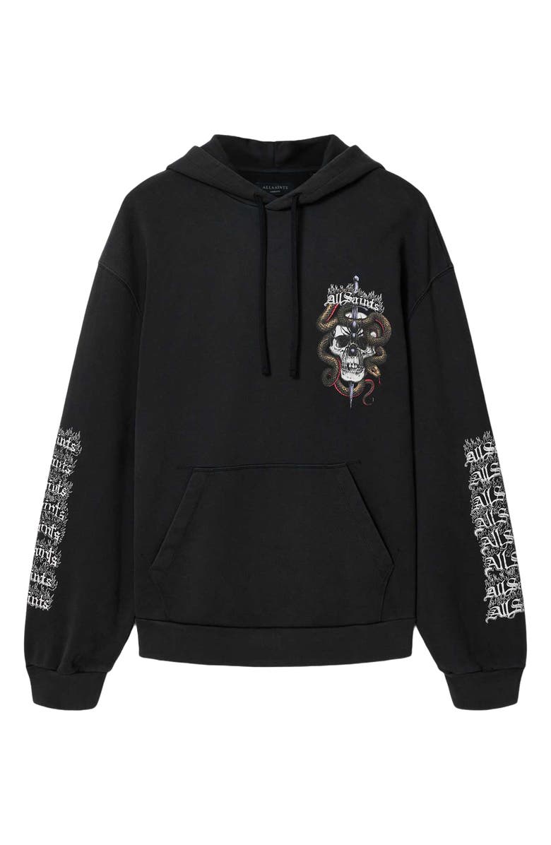 AllSaints Araknid Graphic Hoodie, Alternate, color, Washed Black