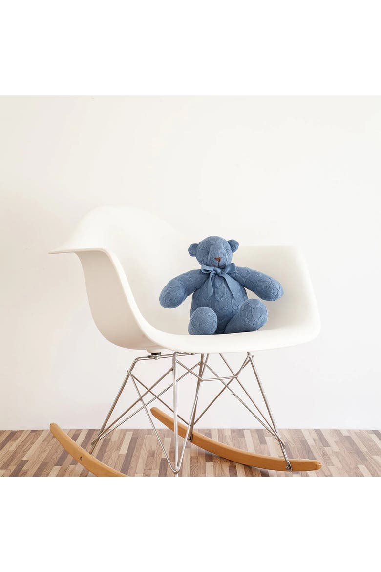 Plush Cable Knit Teddy Bear, Alternate, color, Dark Blue