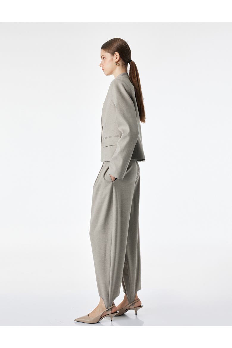 Balloon Fabric Trousers With Foot Strap Detail, Alternate, color, BEIGE