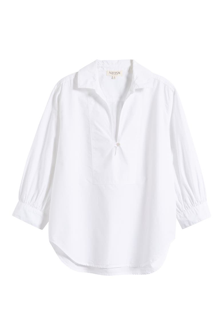 Everlee Pima Cotton Popover Top, Alternate, color, OPTIC WHITE