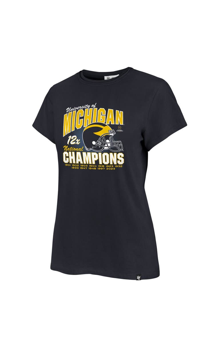 '47 Women's '47  Navy Michigan Wolverines 12-Time Football National Champions Frankie T-Shirt, Alternate, color, 
