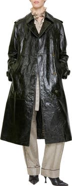 Burberry Long Embossed Leather Trench Coat