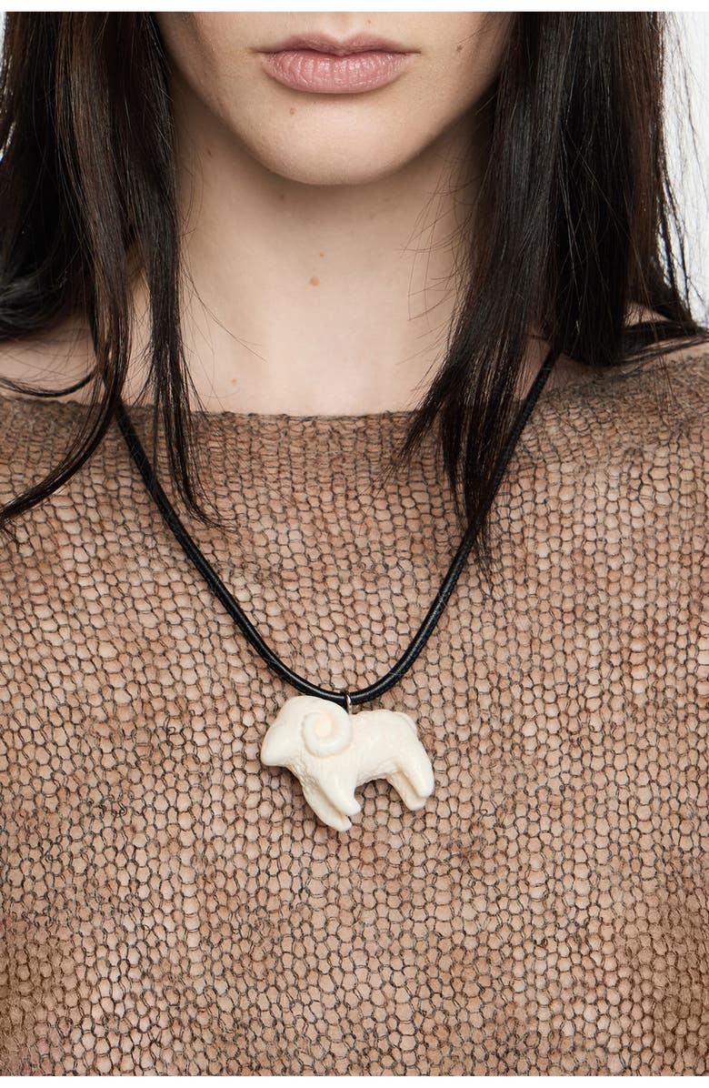 Bimba y Lola Resin Ram Cord Necklace, Alternate, color, White