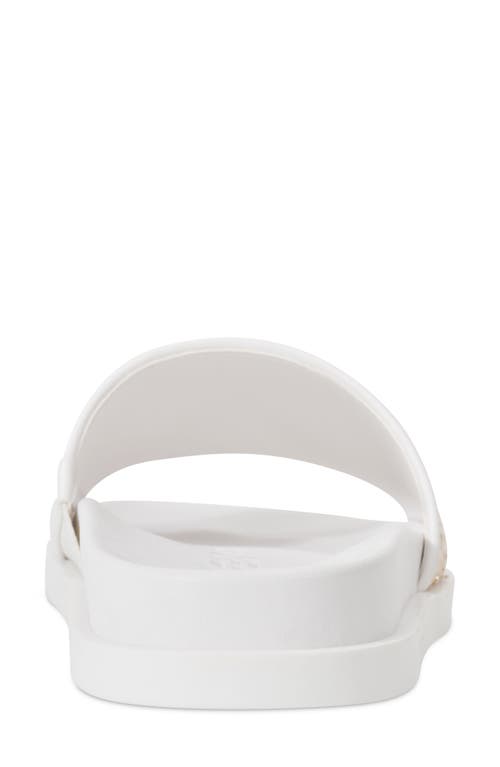 Karl Lagerfeld Paris Hazlet Slide Sandal In Natural/bright White