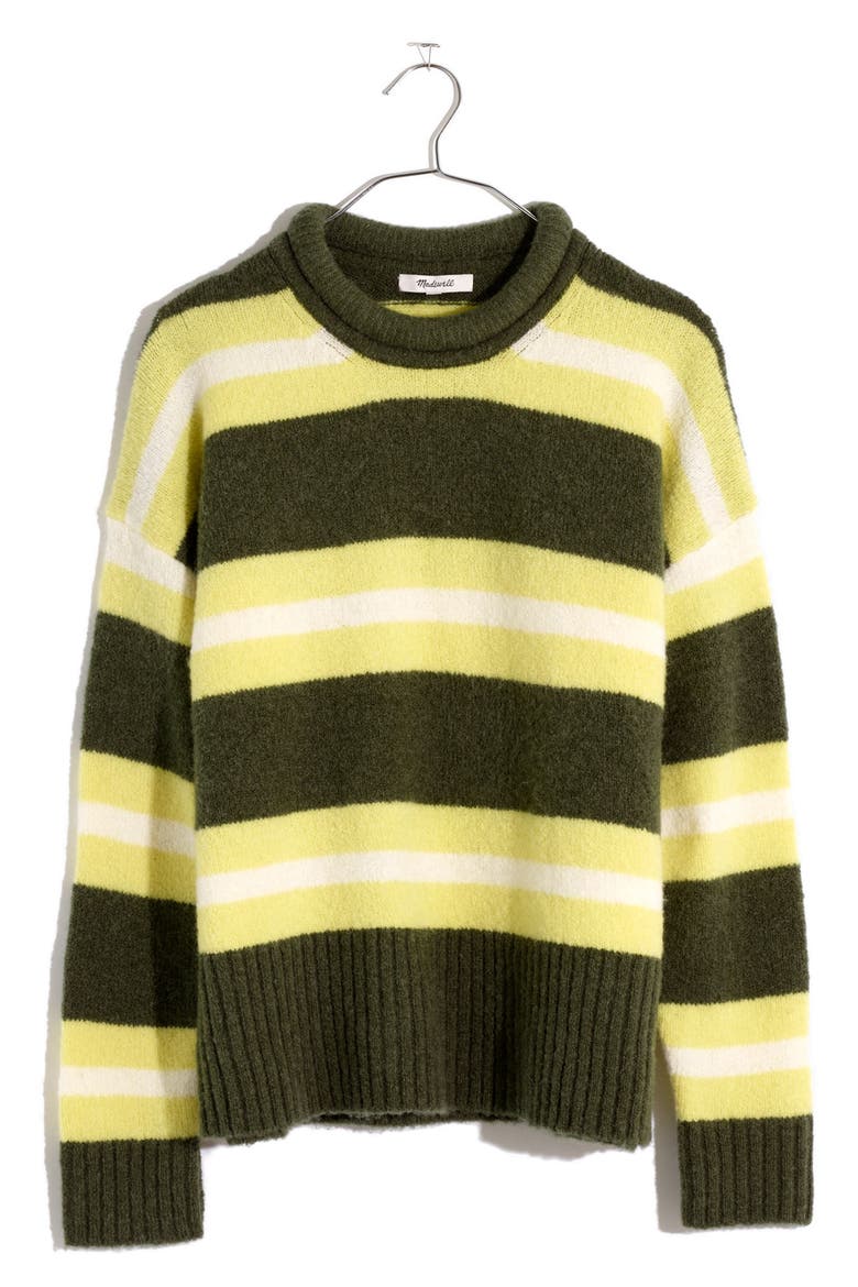 Striped Fulton Pullover Sweater, Alternate, color, HEATHER GREENGRASS