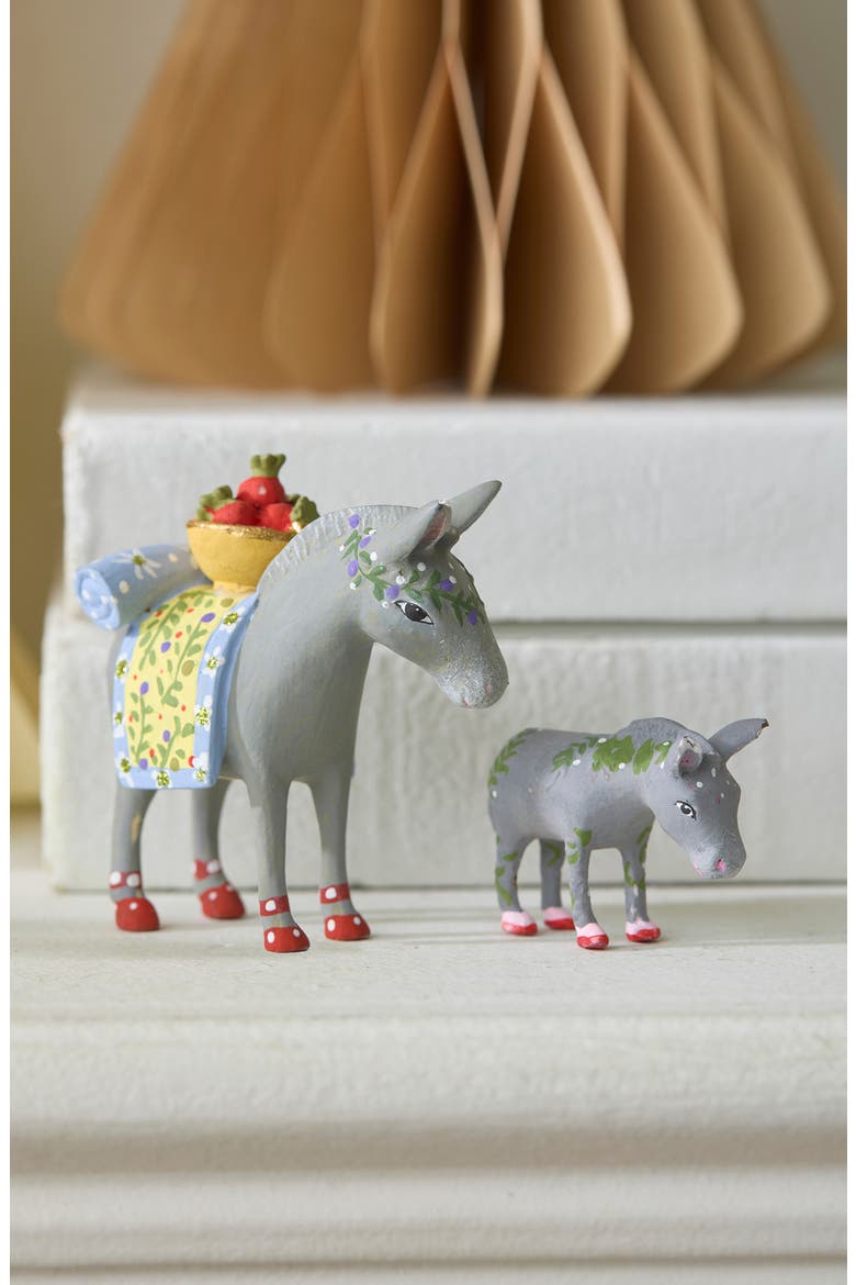 Patience Brewster Nativity Mother & Baby Donkey Figures, Alternate, color, GREY