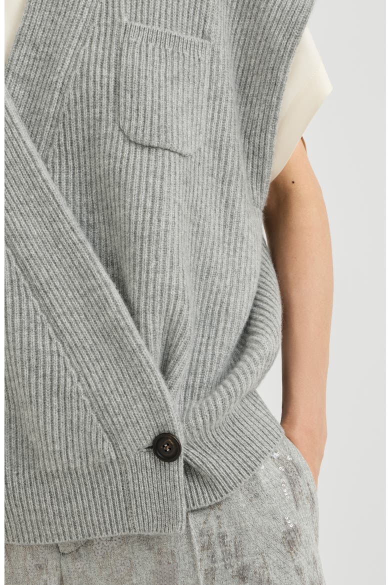 Cashmere English rib wrap cardigan, Alternate, color, Grey