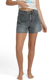 Billabong Riley Raw Hem High Waist Denim Shorts