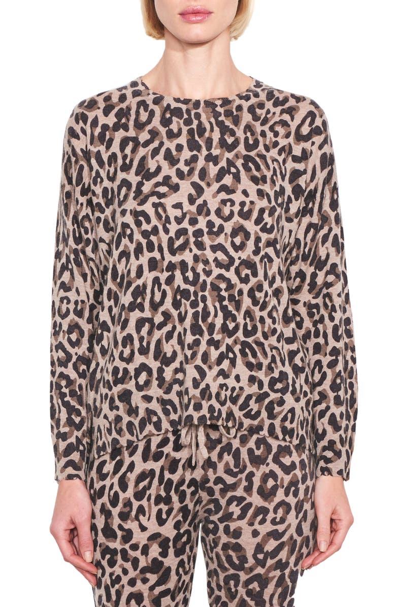 Sundry Leopard Print Crewneck Sweater, Main, color,