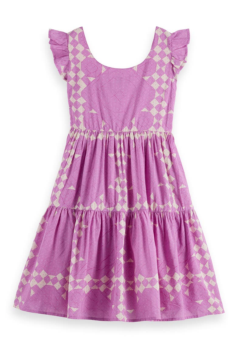 Kids' Patchwork Print Cotton & Modal Tiered Dress, Alternate, color, HEIRLOOM QUILT PINK