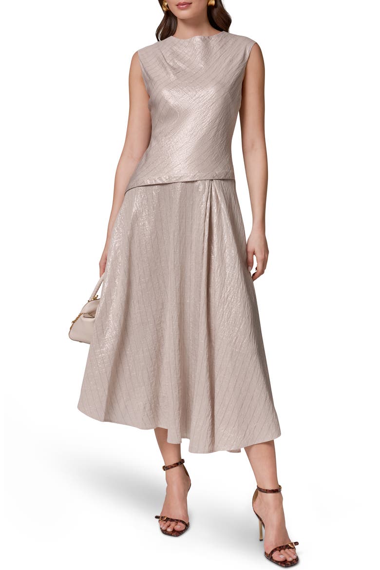 Metallic Cap Sleeve Asymmetric Dress, Main, color, SISAL/ CANYON