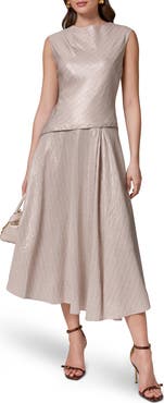 Donna Karan New York Metallic Cap Sleeve Asymmetric Dress