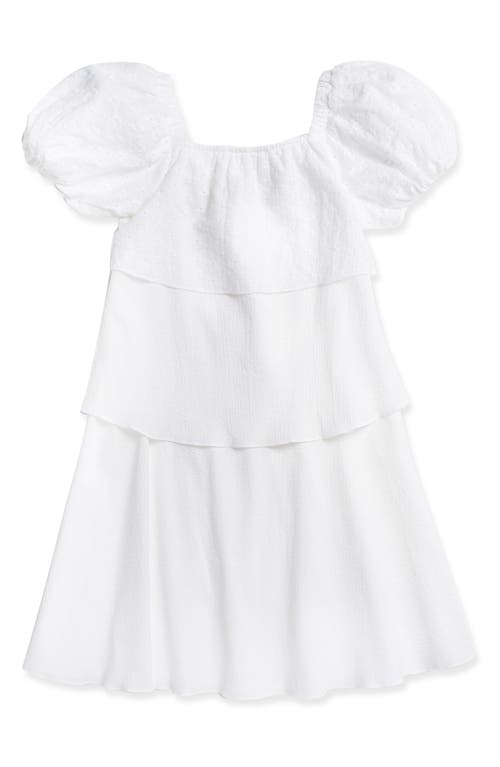 The Sunday Collective Kids' Crinkle & Eyelet Tiered Dress In White