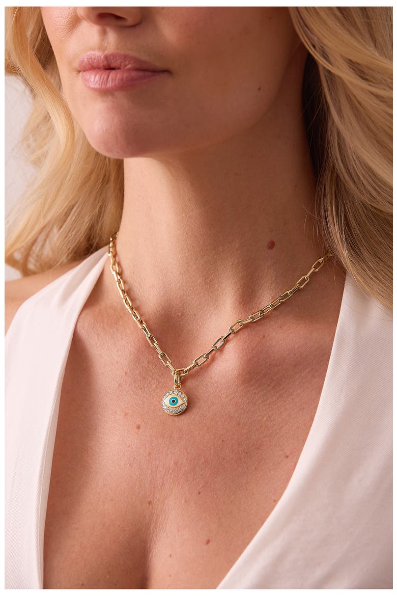 Diamond Evil Eye Charm, Alternate, color, YELLOW GOLD