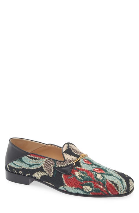 Floral Jacquard Bit Loafer (Men)