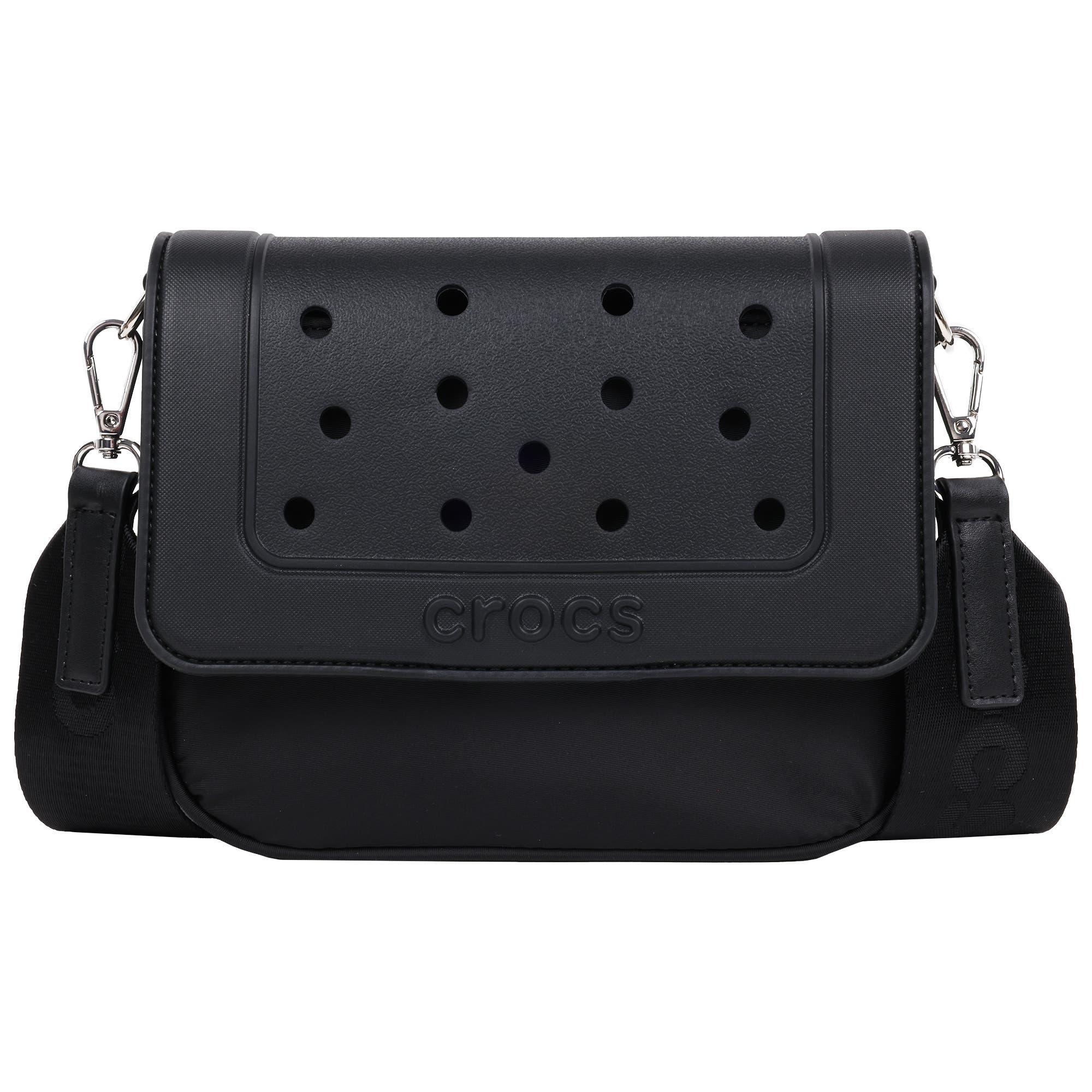 Classic Molded Crossbody Bag Jibbitz Compatible Adjustable Shoulder Purse, Main, color, BLACK